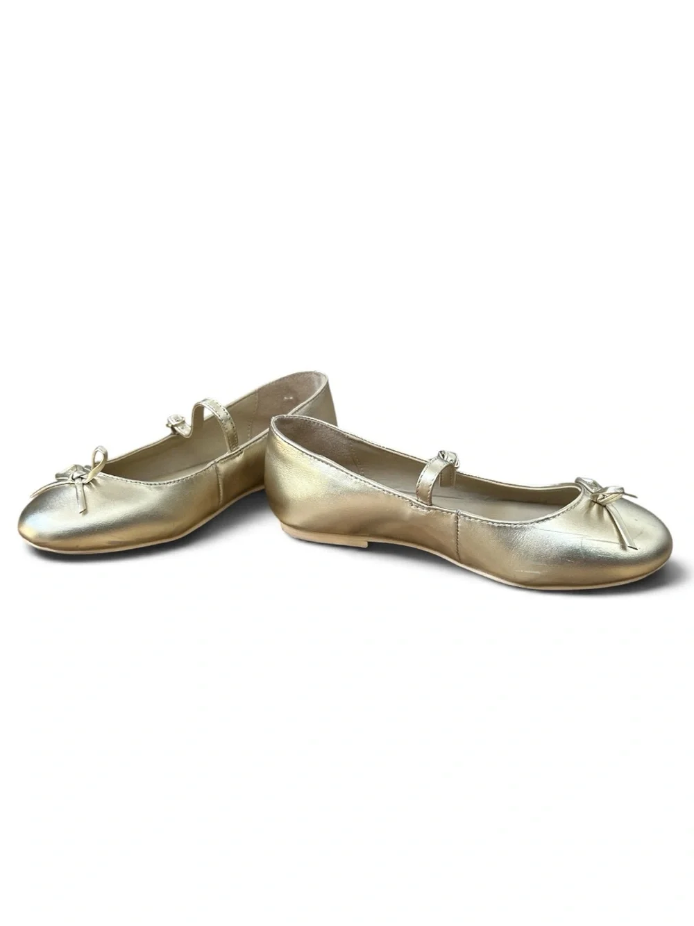 Janie and Jack Metallic Gold Mary Jane Flats with Bow